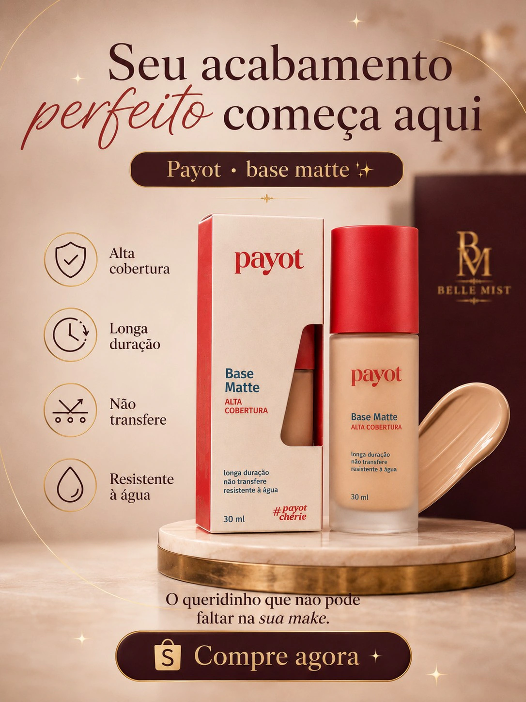 Base Líquida Matte - Alta Cobertura Payot