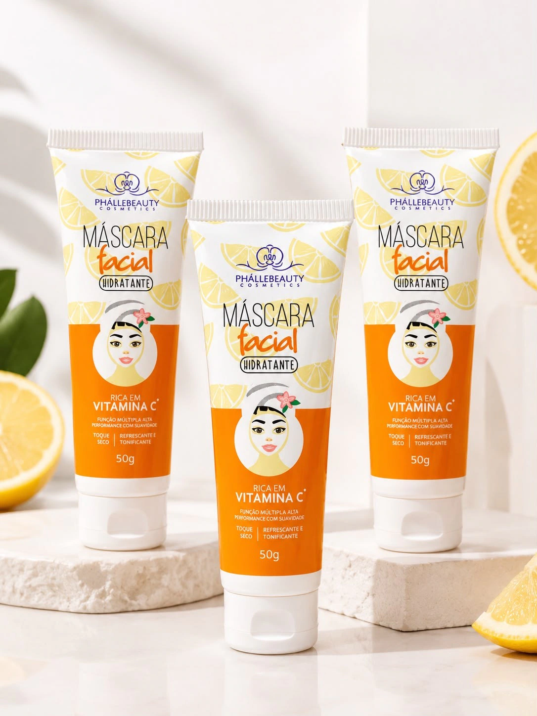 Máscara Facial HD Vitamina C Phállebeauty